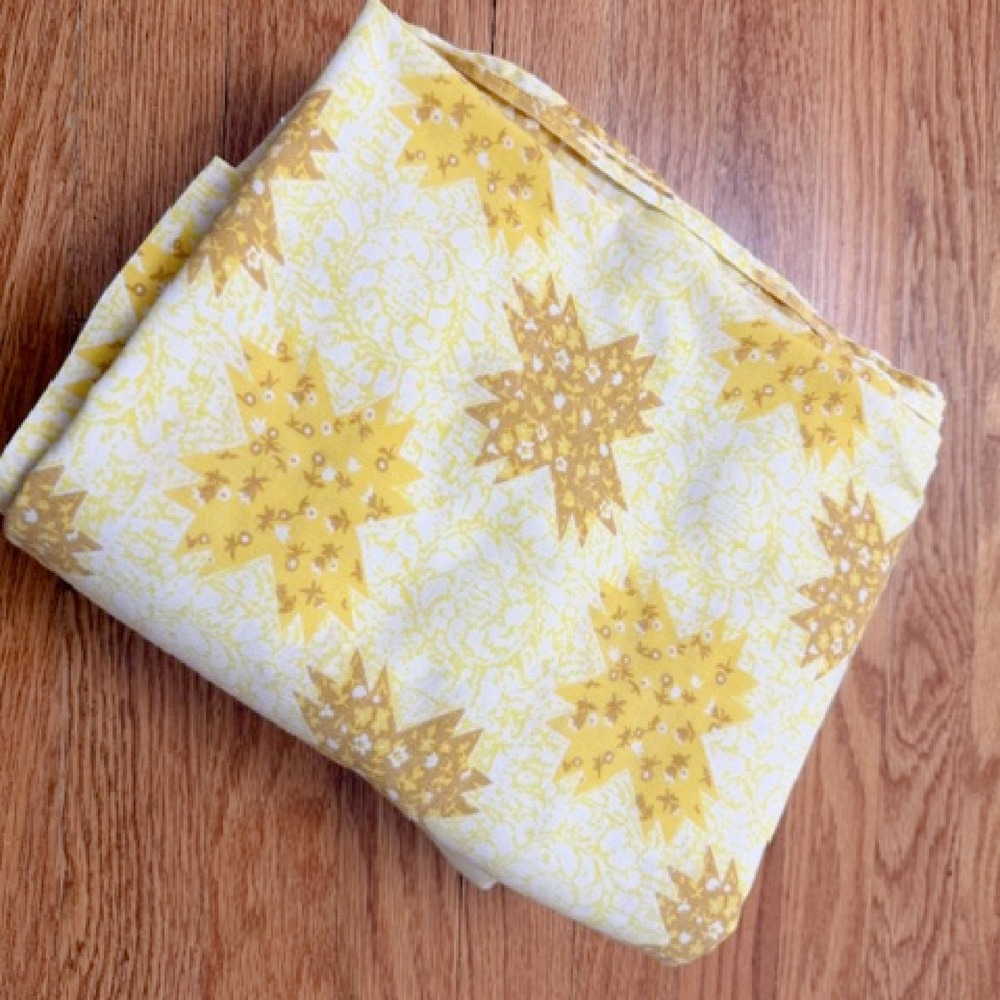 Vintage Full Size sheet Set Shower of Stars Yellow perma prest Sears